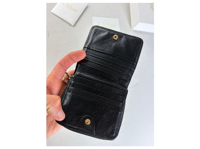Chloé Vintage Chloe Leather Wallet Black Silver - view 10