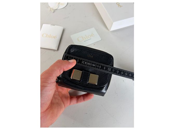 Chloé Vintage Chloe Leather Wallet Black Silver - view 12