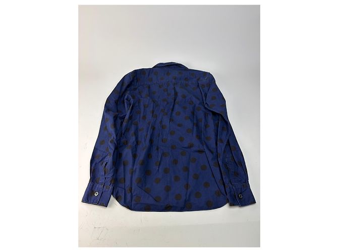Vintage Comme Des Garcons Baumwollhemd mit Punktmuster Navy Black S - Ansicht 11