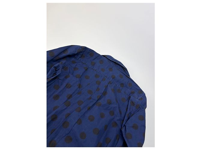 Vintage Comme Des Garcons Baumwollhemd mit Punktmuster Navy Black S - Ansicht 12