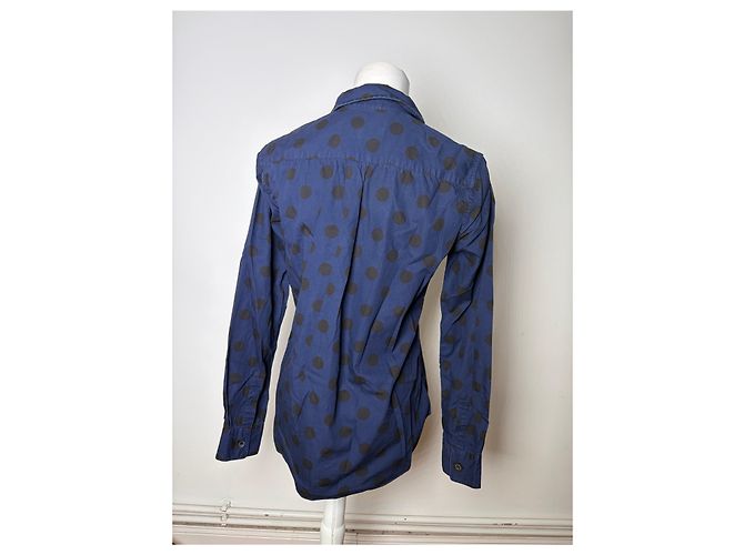 Vintage Comme Des Garcons Baumwollhemd mit Punktmuster Navy Black S - Ansicht 14