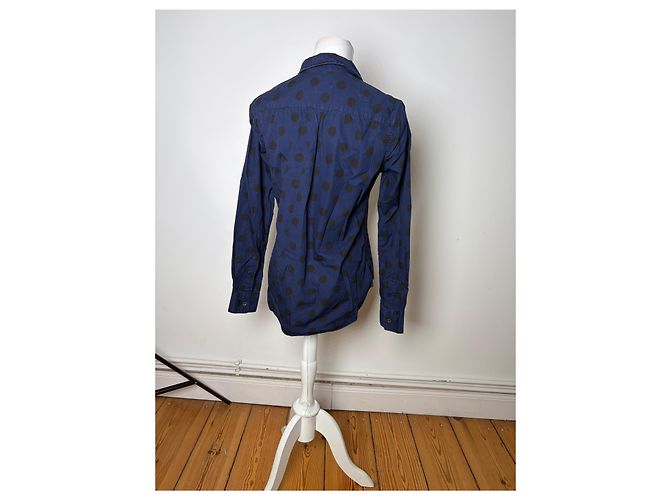 Vintage Comme Des Garcons Baumwollhemd mit Punktmuster Navy Black S - Ansicht 3