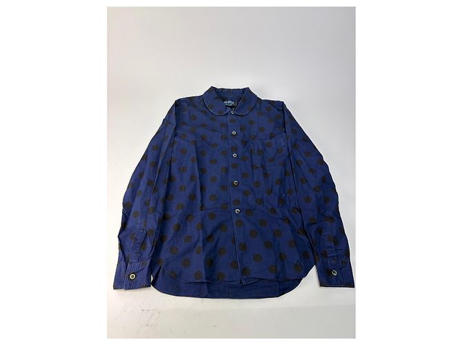Vintage Comme Des Garcons Baumwollhemd mit Punktmuster Navy Black S - Ansicht 4