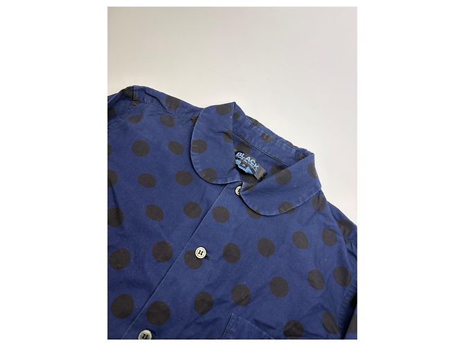 Vintage Comme Des Garcons Baumwollhemd mit Punktmuster Navy Black S - Ansicht 5