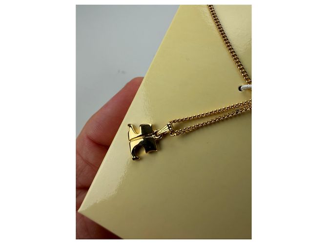 Collana vintage con logo Courreges in metallo dorato D'oro - vista 3
