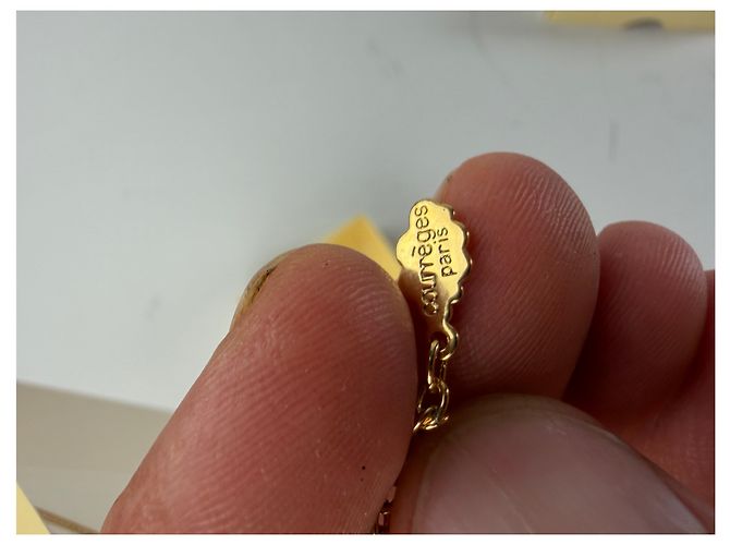 Collana vintage con logo Courreges in metallo dorato D'oro - vista 6