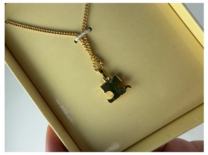 Collana a catena vintage Courreges in metallo dorato con scatola - vista 3