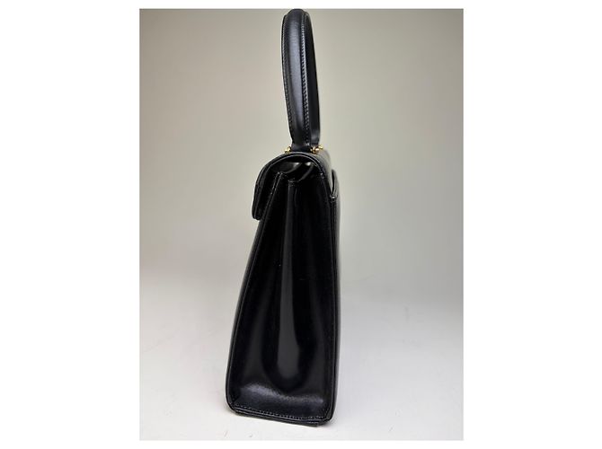 Vintage Givenchy strukturierte Lederhandtasche Schwarz Gold - Ansicht 5