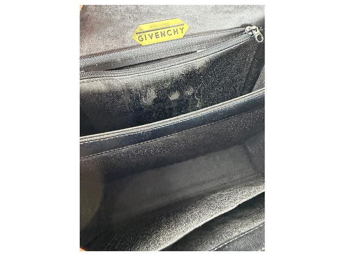 Vintage Givenchy strukturierte Lederhandtasche Schwarz Gold - Ansicht 6