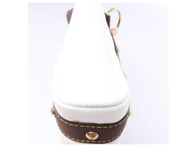 Borsa Louis Vuitton Antigua Cabas PM in Bianco x Marrone FL1005 - vista 12