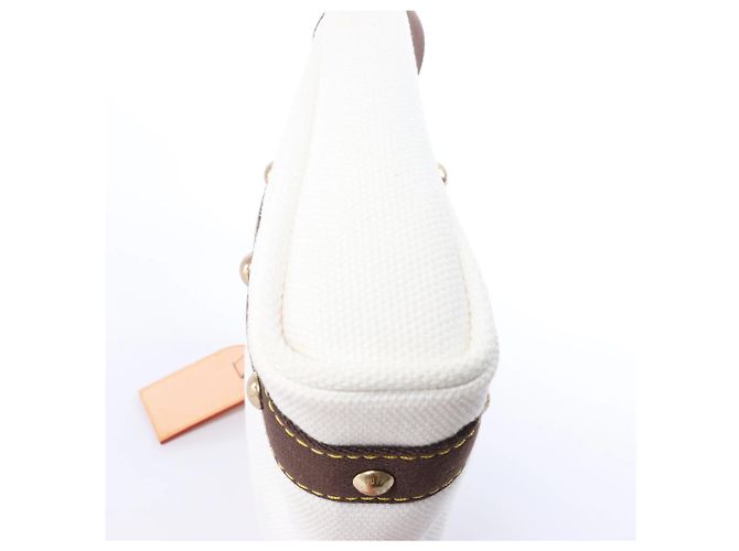 Borsa Louis Vuitton Antigua Cabas PM in Bianco x Marrone FL1005 - vista 13