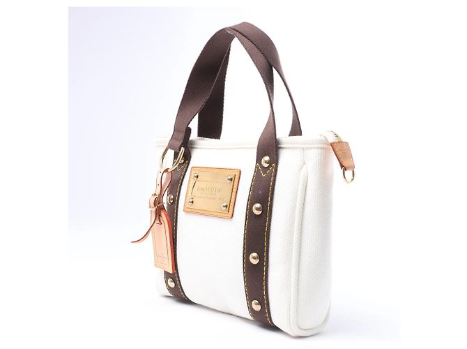 Borsa Louis Vuitton Antigua Cabas PM in Bianco x Marrone FL1005 - vista 2