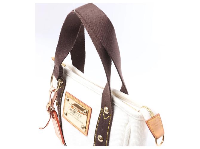 Borsa Louis Vuitton Antigua Cabas PM in Bianco x Marrone FL1005 - vista 3