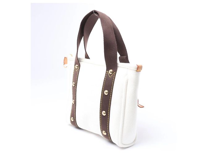Borsa Louis Vuitton Antigua Cabas PM in Bianco x Marrone FL1005 - vista 4