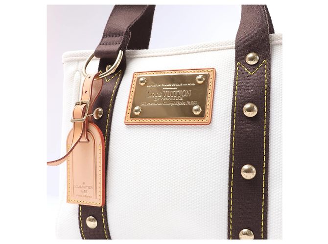 Borsa Louis Vuitton Antigua Cabas PM in Bianco x Marrone FL1005 - vista 6