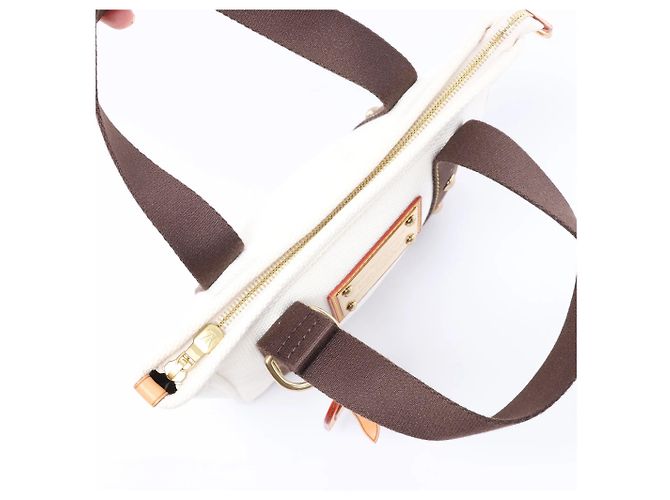 Borsa Louis Vuitton Antigua Cabas PM in Bianco x Marrone FL1005 - vista 8
