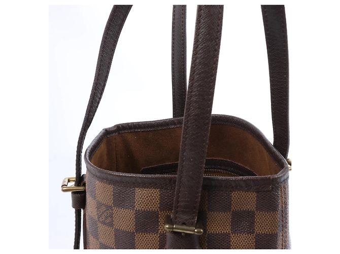 Bucket Bolso de hombro Louis Vuitton Malle Damier Ebene marrón Castaño - vista 3