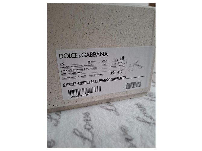 Dolce & Gabbana Portofino Leder-Sneaker Weiß Schwarz Silber Hardware - Ansicht 9