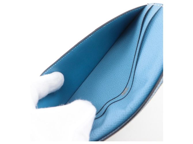 Portafoglio lungo classico Hermès Bearn Blu chiaro - vista 10