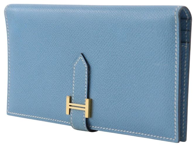 Portafoglio lungo classico Hermès Bearn Blu chiaro - vista 2