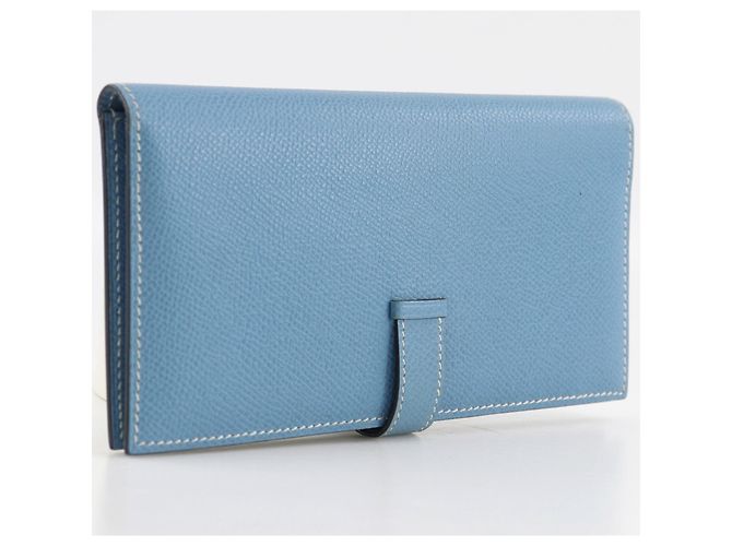 Portafoglio lungo classico Hermès Bearn Blu chiaro - vista 3