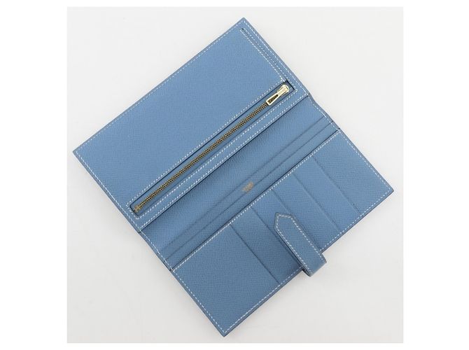 Portafoglio lungo classico Hermès Bearn Blu chiaro - vista 5
