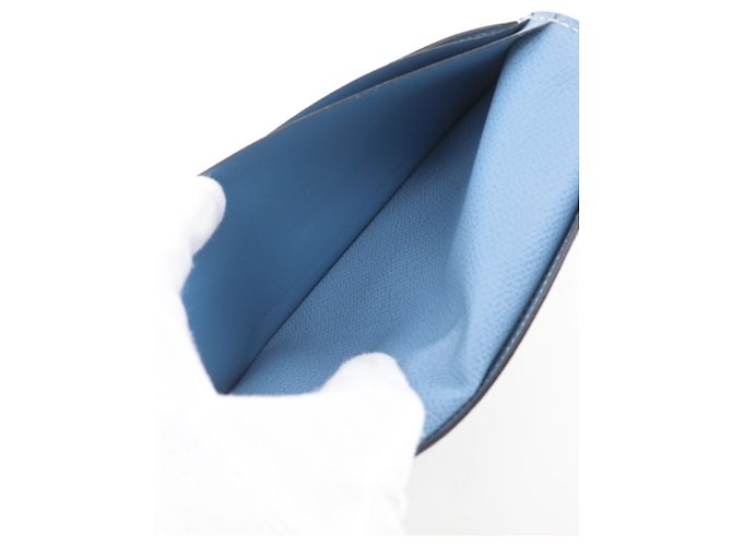 Portafoglio lungo classico Hermès Bearn Blu chiaro - vista 8