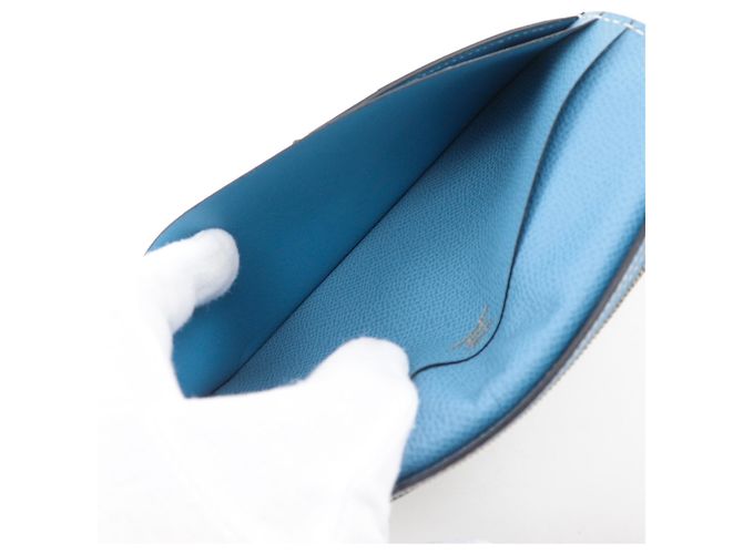 Portafoglio lungo classico Hermès Bearn Blu chiaro - vista 9