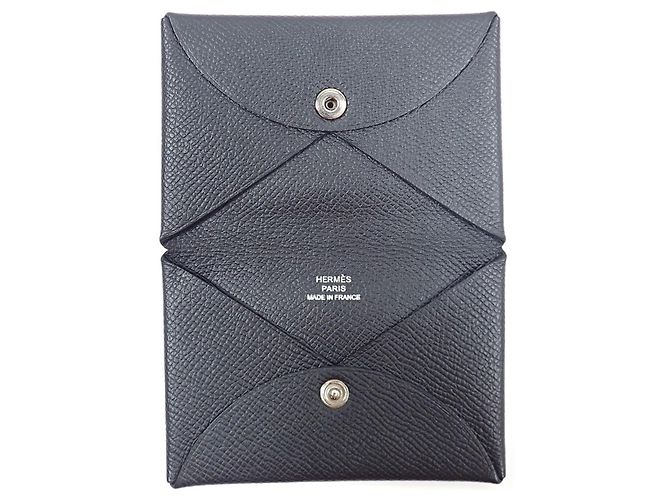 Hermès Hermes Calvi Bi-fold Card Case in Black Leather - view 4