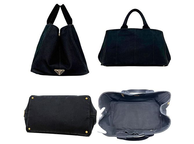 Borsa Tote Prada Canapa Nero - vista 2