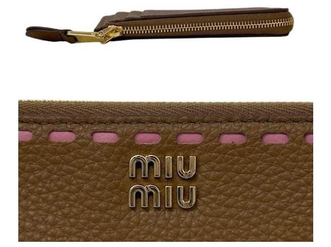 Monedero de piel marrón Miu Miu Castaño - vista 4