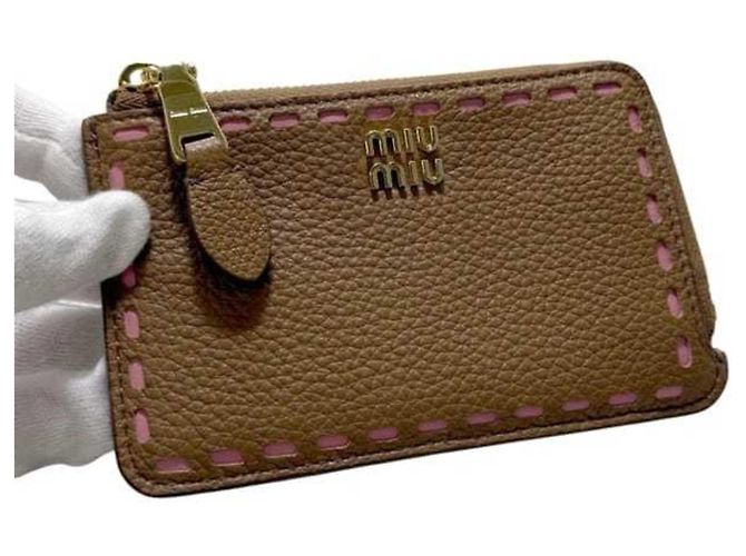 Monedero de piel marrón Miu Miu Castaño - vista 8