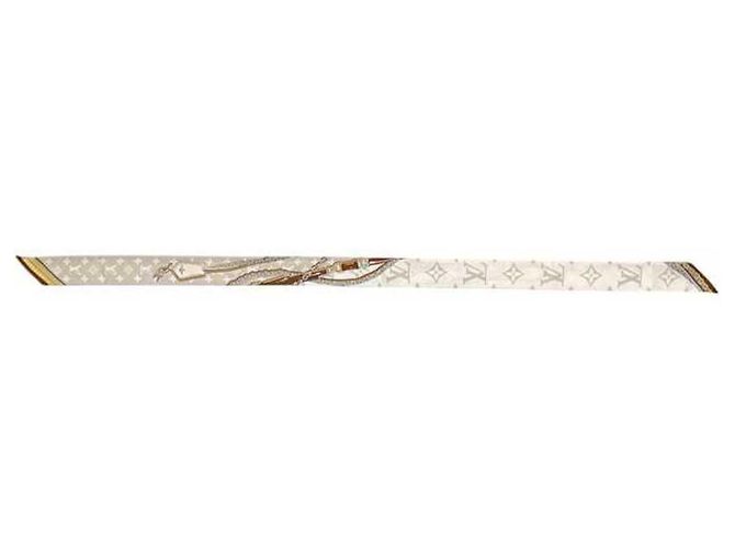 Sciarpa in nastro di seta Louis Vuitton Marrone Bianco - vista 2
