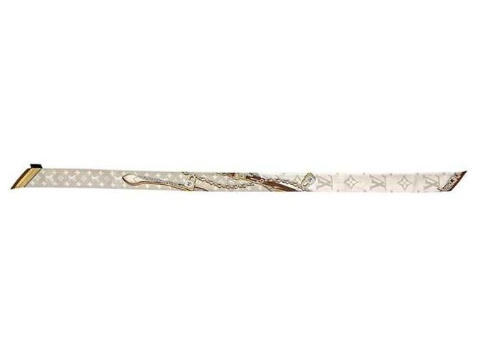 Sciarpa in nastro di seta Louis Vuitton Marrone Bianco - vista 3