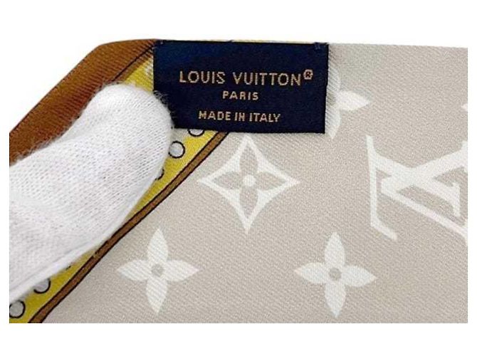 Sciarpa in nastro di seta Louis Vuitton Marrone Bianco - vista 4