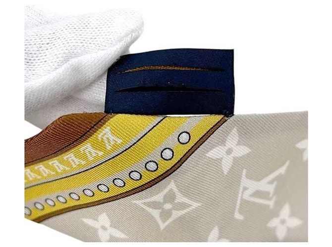 Sciarpa in nastro di seta Louis Vuitton Marrone Bianco - vista 5