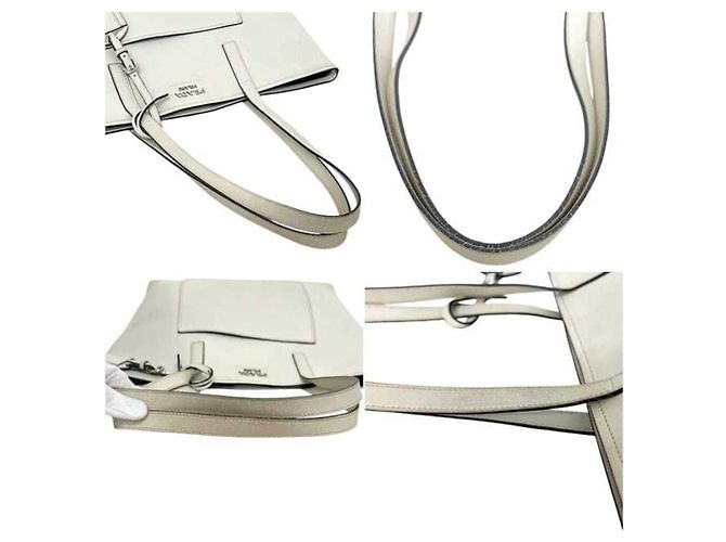 Borsa Tote in pelle bianca Prada Bianco - vista 10