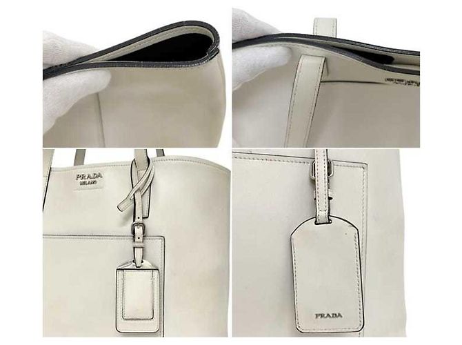 Borsa Tote in pelle bianca Prada Bianco - vista 5