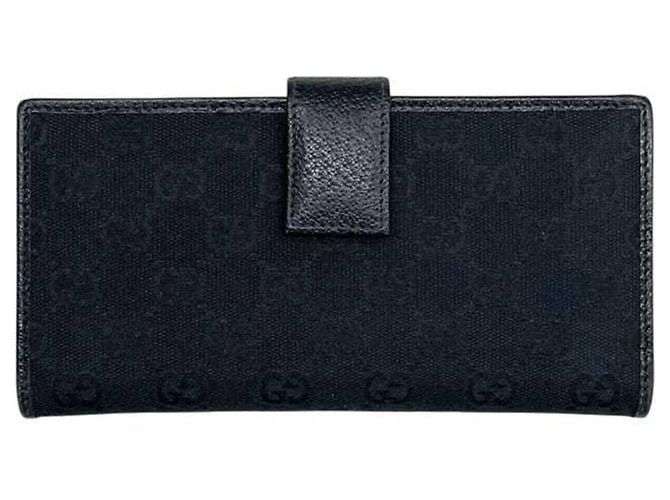 Carteira longa dobrável Gucci em lona GG preta Preto - vista 3