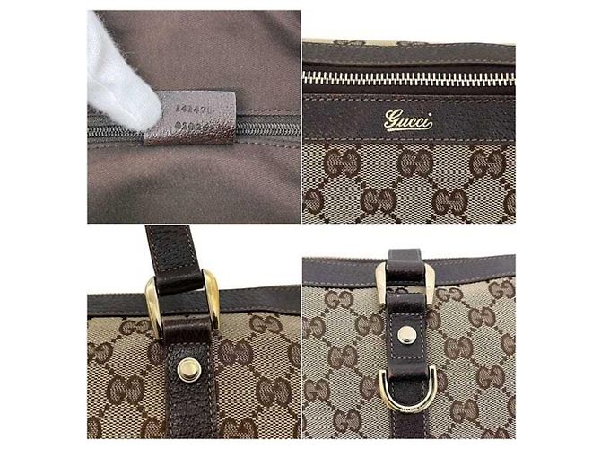 Borsa Tote Gucci in tela GG beige e marrone - vista 3