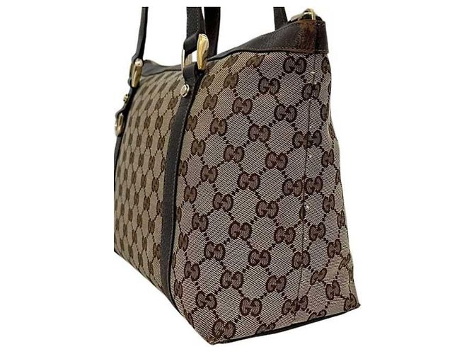Borsa Tote Gucci in tela GG beige e marrone - vista 4