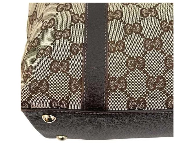 Borsa Tote Gucci in tela GG beige e marrone - vista 5