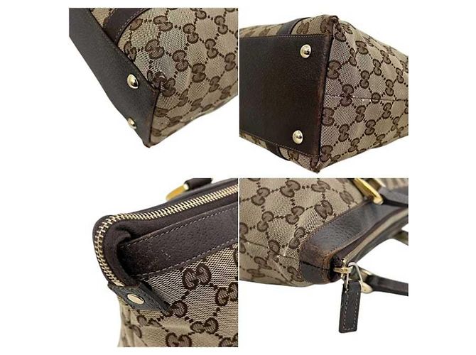 Borsa Tote Gucci in tela GG beige e marrone - vista 7