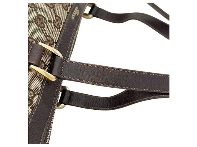 Borsa Tote Gucci in tela GG beige e marrone - vista 9