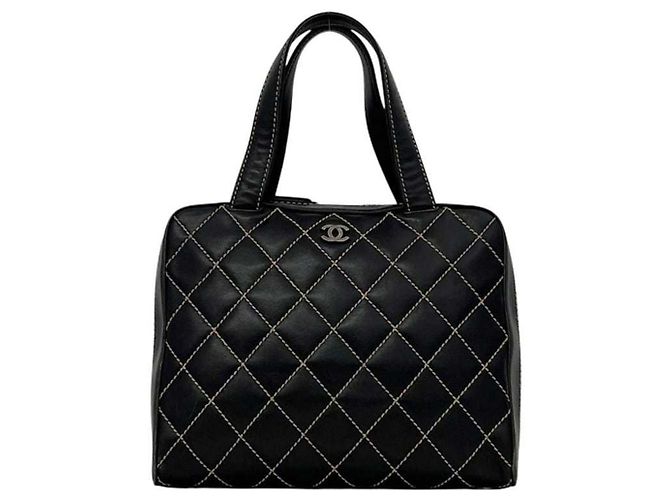 Chanel Tote Bag aus schwarzem Lammleder - Ansicht 2