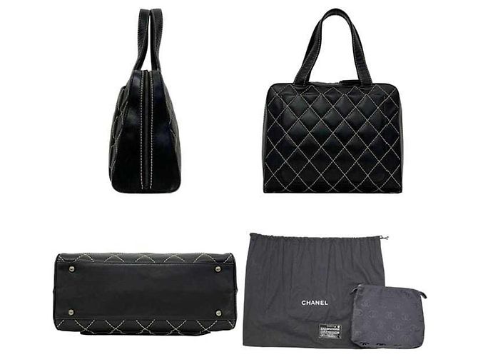 Chanel Tote Bag aus schwarzem Lammleder - Ansicht 3