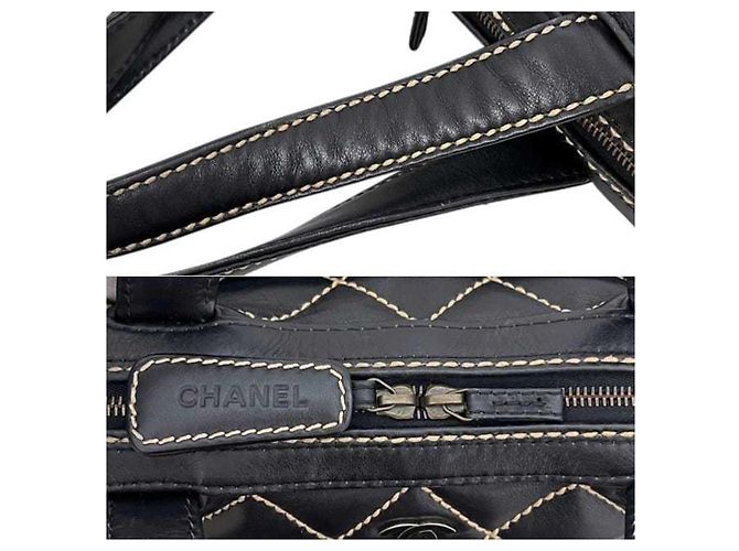 Chanel Tote Bag aus schwarzem Lammleder - Ansicht 5
