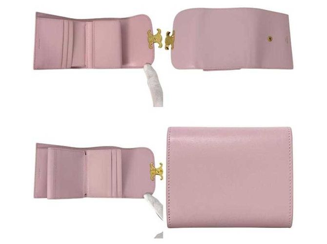 Céline Celine Tri-fold Wallet aus rosa Leder Pink - Ansicht 2