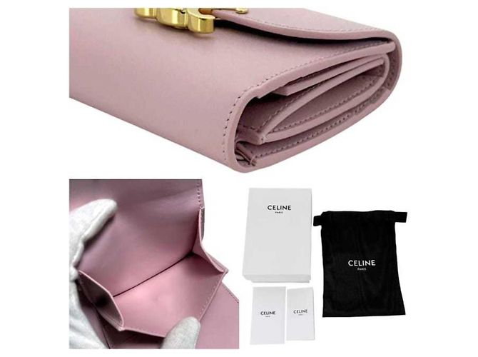 Céline Celine Tri-fold Wallet aus rosa Leder Pink - Ansicht 5