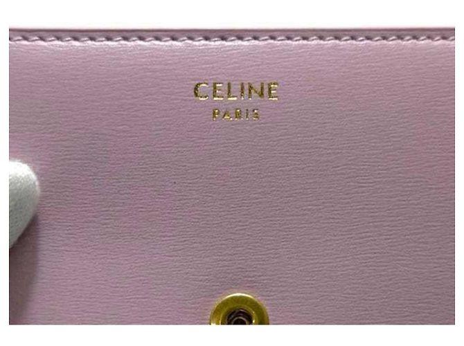 Céline Celine Tri-fold Wallet aus rosa Leder Pink - Ansicht 6